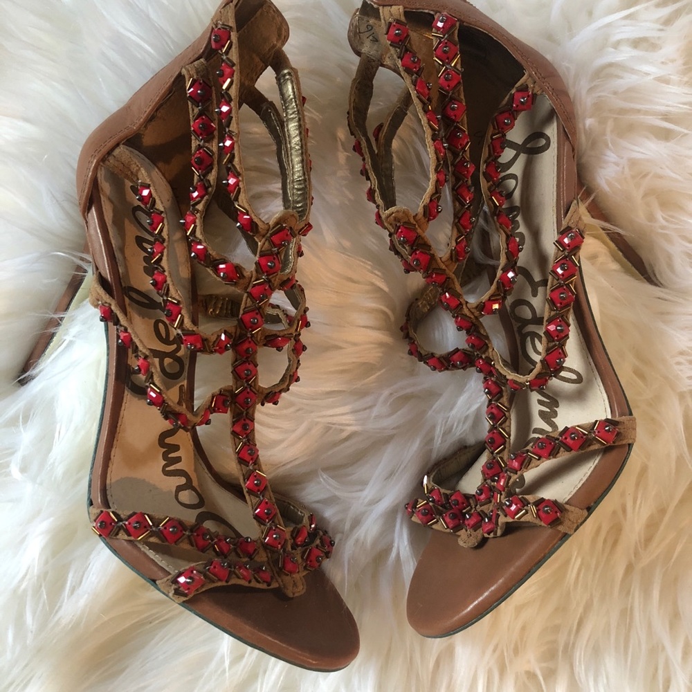 Beaded heel sandals
